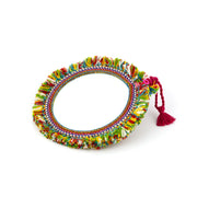 Spejl med garn og perler 15 cm